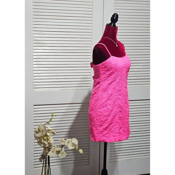 Lilly Pulitzer Women's Pink Shelli Eyelet A-Line Dress With Bow Back Sz 6 2875 - Picture 3 of 13